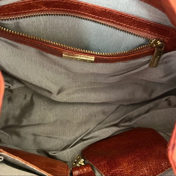 Treesje Dual Strap Tobacco Brown Leather Satchel Handbag - Picture 13 of 16